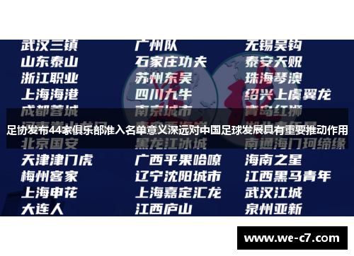 足协发布44家俱乐部准入名单意义深远对中国足球发展具有重要推动作用