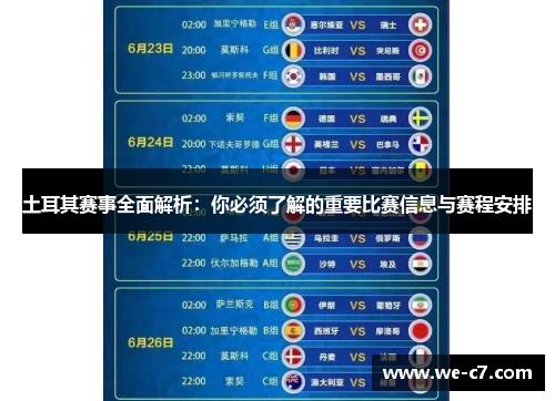 土耳其赛事全面解析：你必须了解的重要比赛信息与赛程安排